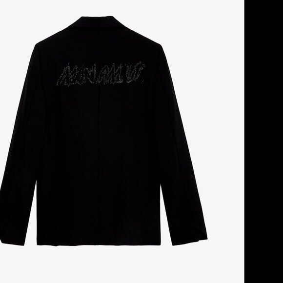 NEW ZADIG & VOLTAIRE Vanille Mon Amour Diamanté Women's Blazer Size 36 noir - Picture 5 of 5